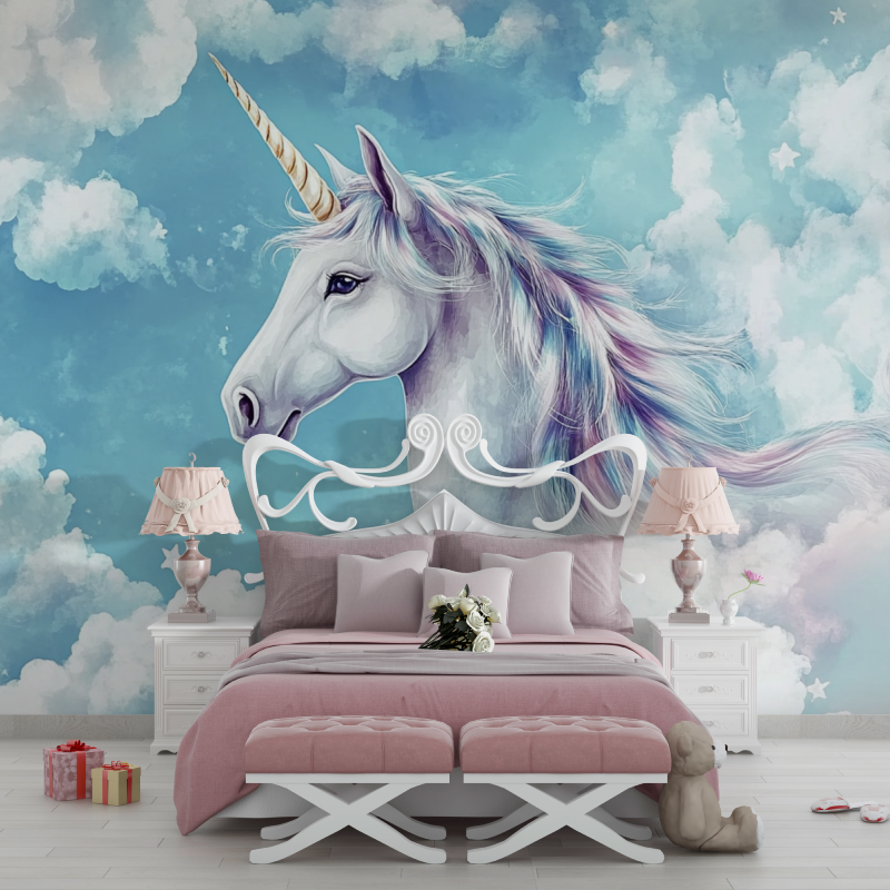 Blue Sky Unicorn Wallpaper | Murals Wallpaper