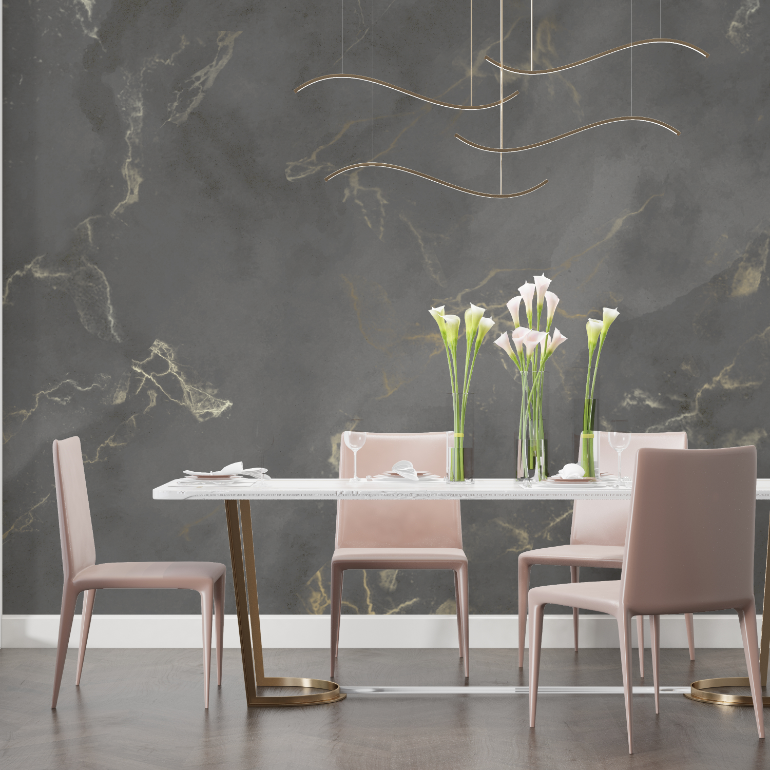 Gold Marble Gray Wallpaper | Murals Wallpaper