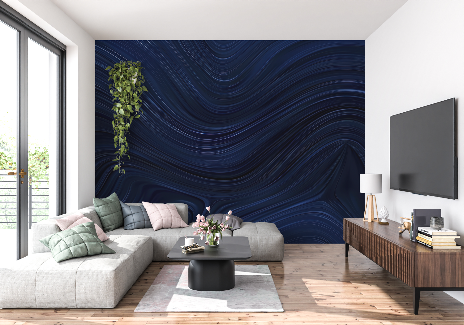 Non-Woven Night Blue Wallpaper | Murals Wallpaper