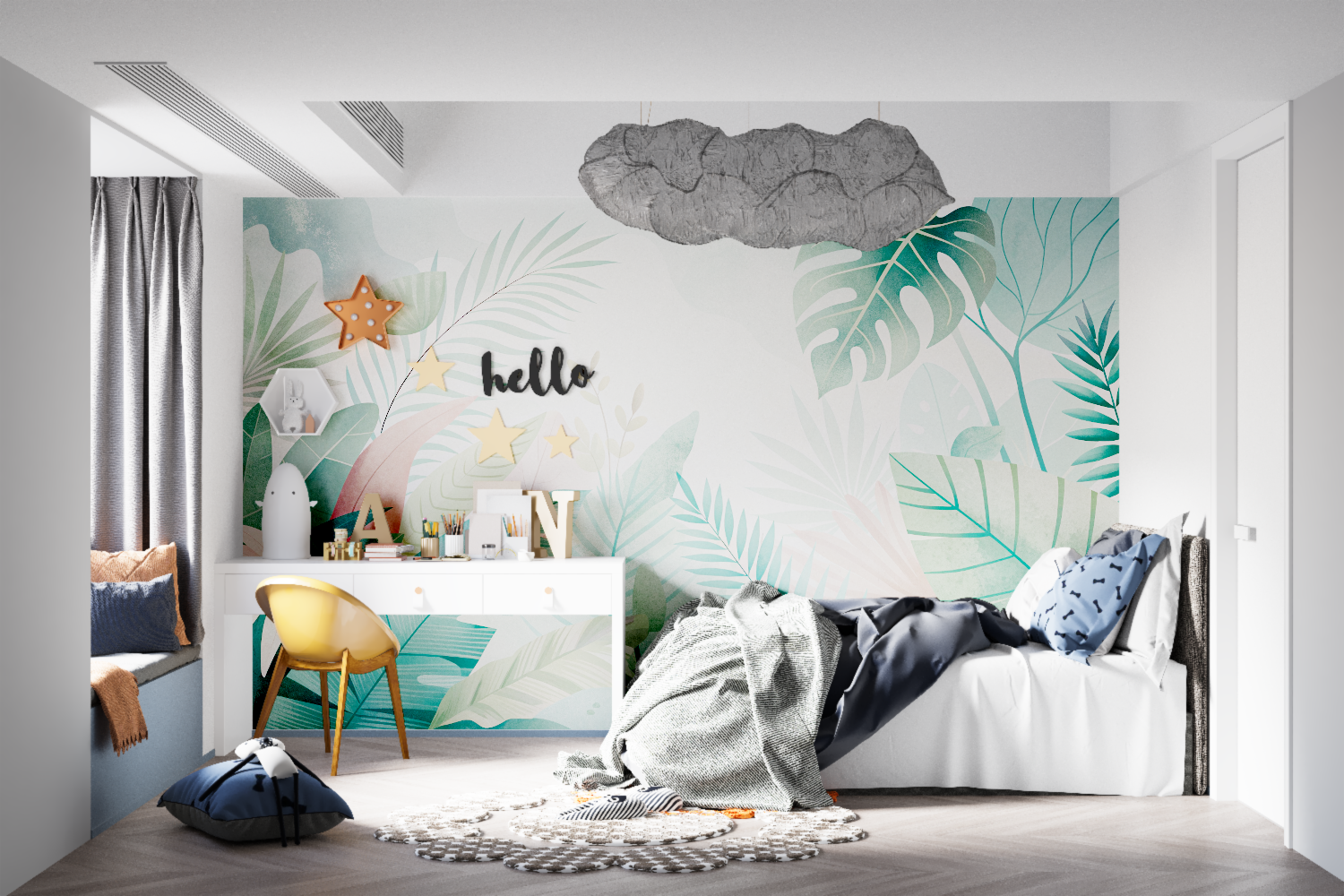 Aqua Green Wallpaper for Kids | Murals Wallpaper