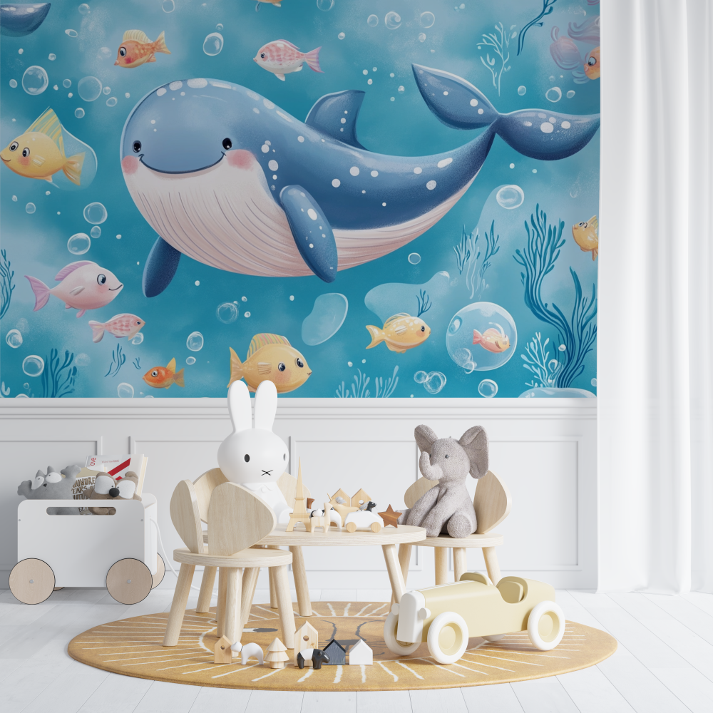 Happy Whale Marine Wallpaper | Murals Wallpaper
