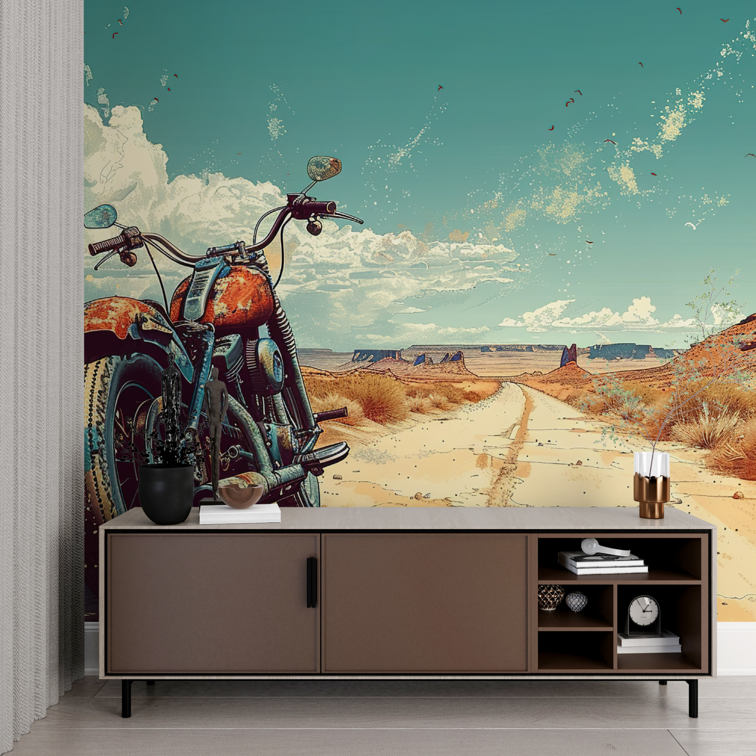 Vintage Route 66 Motorcycle Wallpaper | Murals Wallpaper