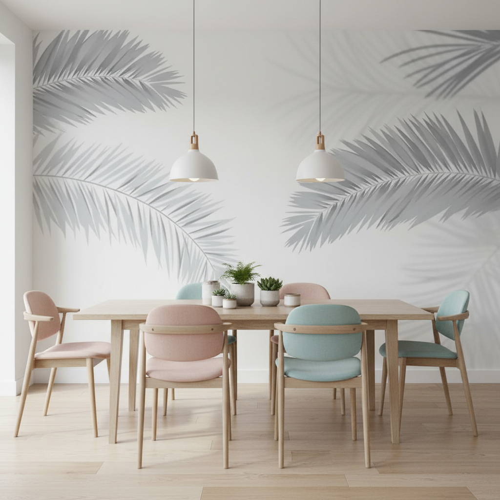 Mural Black and White Leaf Wallpaper