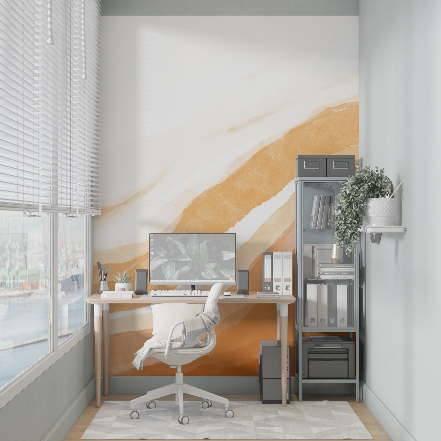 Watercolor Art Orange Wallpaper | Murals Wallpaper