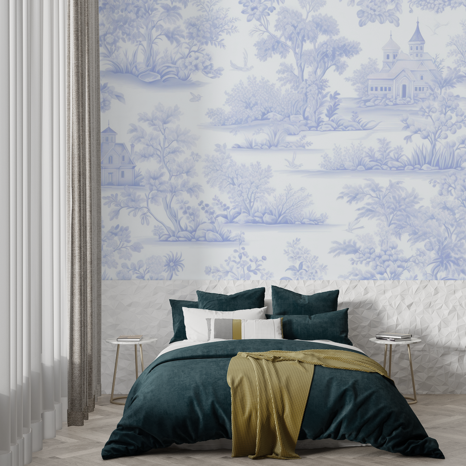 Pastel Blue Toile Wallpaper | Murals Wallpaper