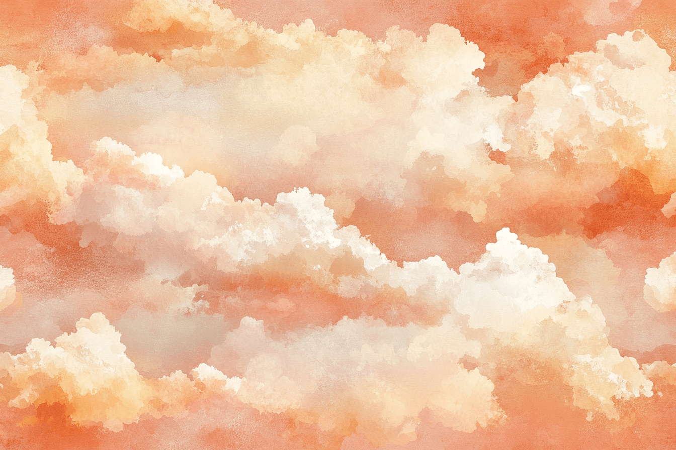 Terracotta Wallpaper with Watercolor Clouds | Murals Wallpaper