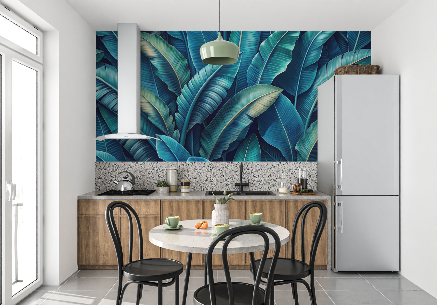 Blue Green Leaf Wallpaper | Murals Wallpaper