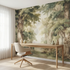 Vintage Pastel Forest Landscape Mural Wallpaper