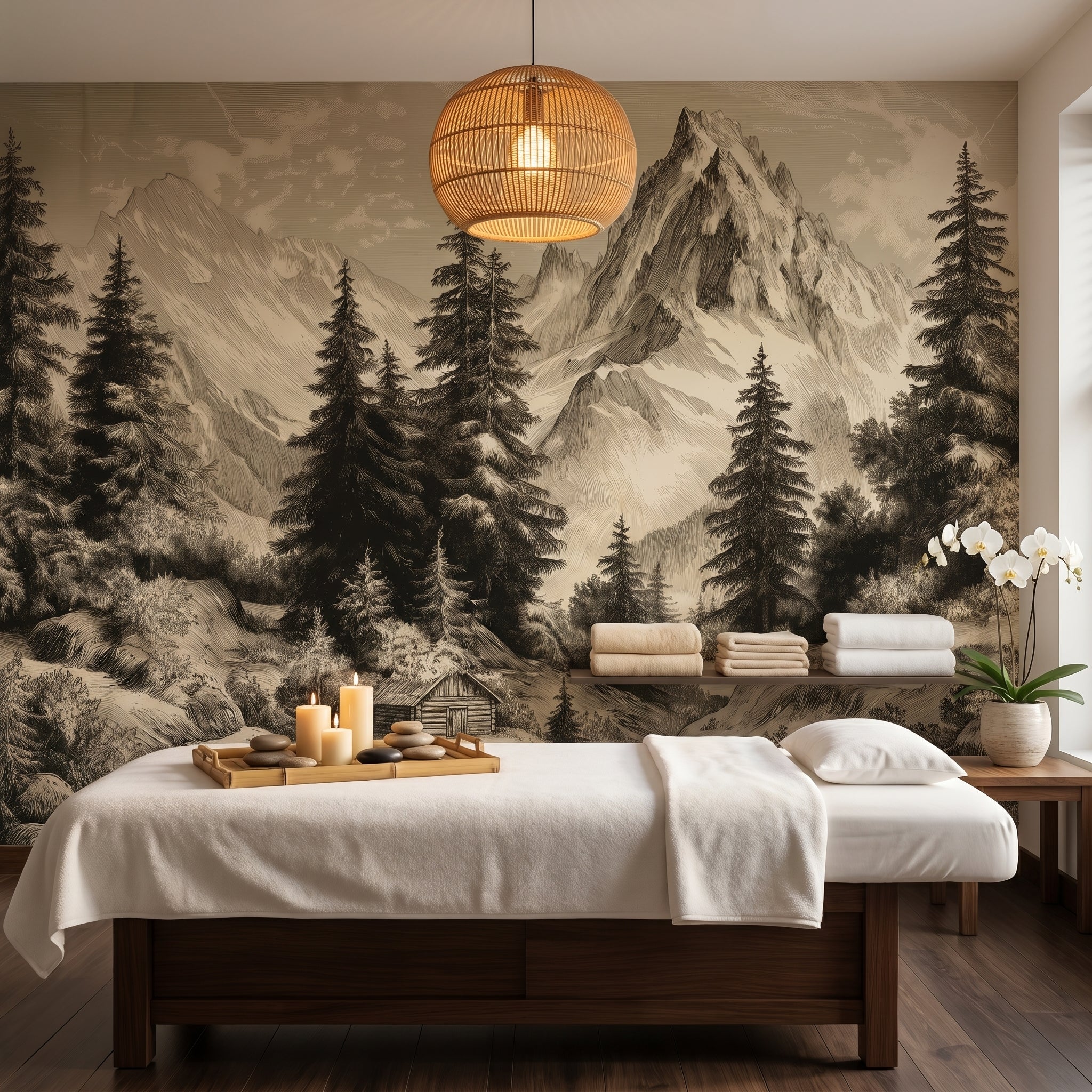 Panoramic Woodland Retreat Wall Mural