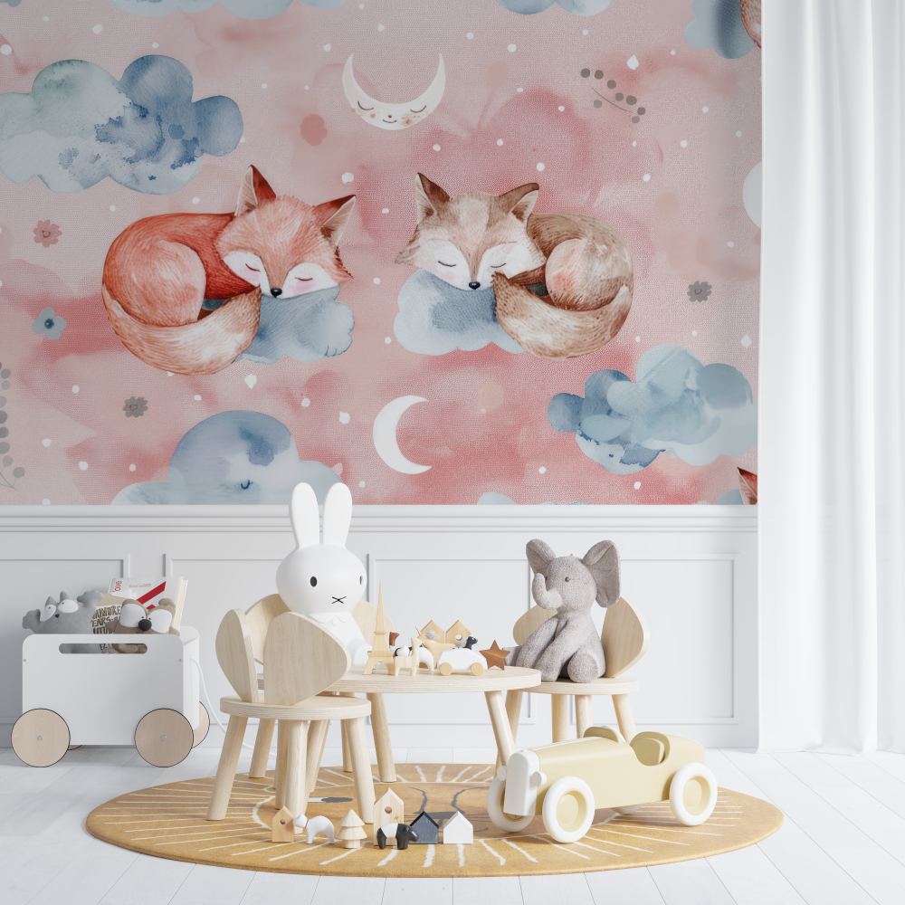 Fox Balloon Pink Wallpaper | Murals Wallpaper