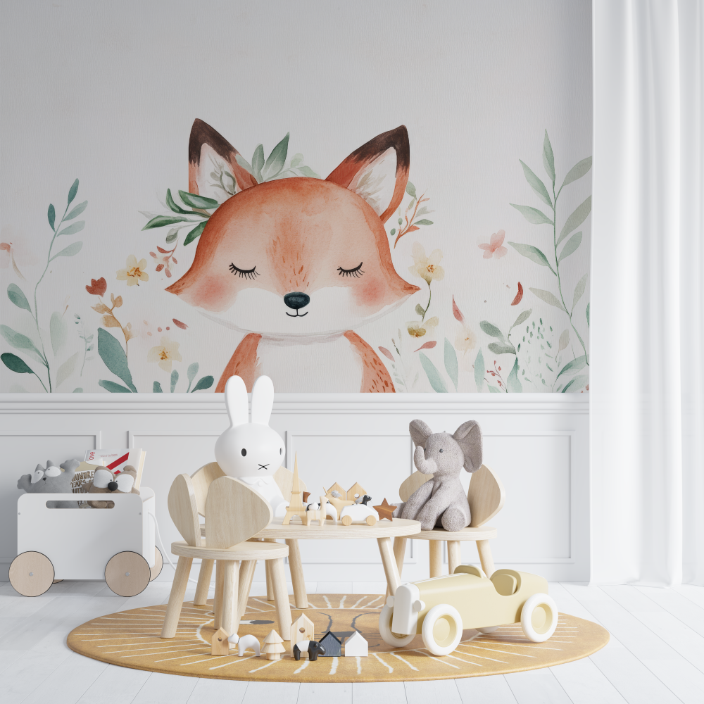 Bohemian Fox Wallpaper White Background | Murals Wallpaper
