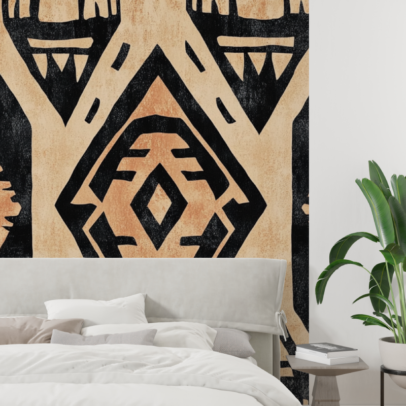 Terracotta Wallpaper with Aztec Patterns | Murals Wallpaper