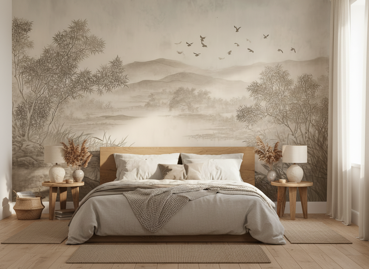Chinese Ink Wash Landscape Mural Wallpaper