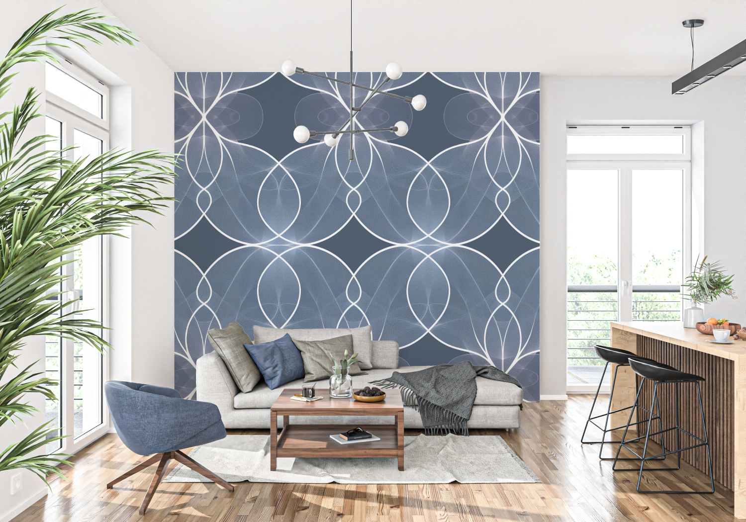 Blue and Silver Wallpaper | Murals Wallpaper