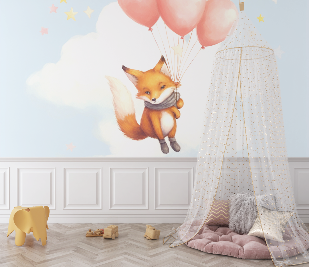 Fox Wallpaper with Balloon | Murals Wallpaper