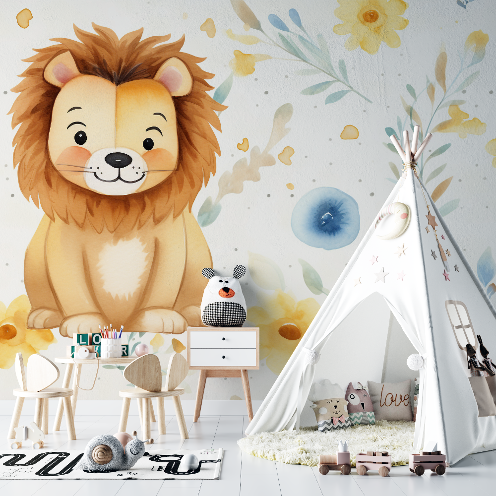 Lion and Minimalist Patterns Wallpaper | Murals Wallpaper