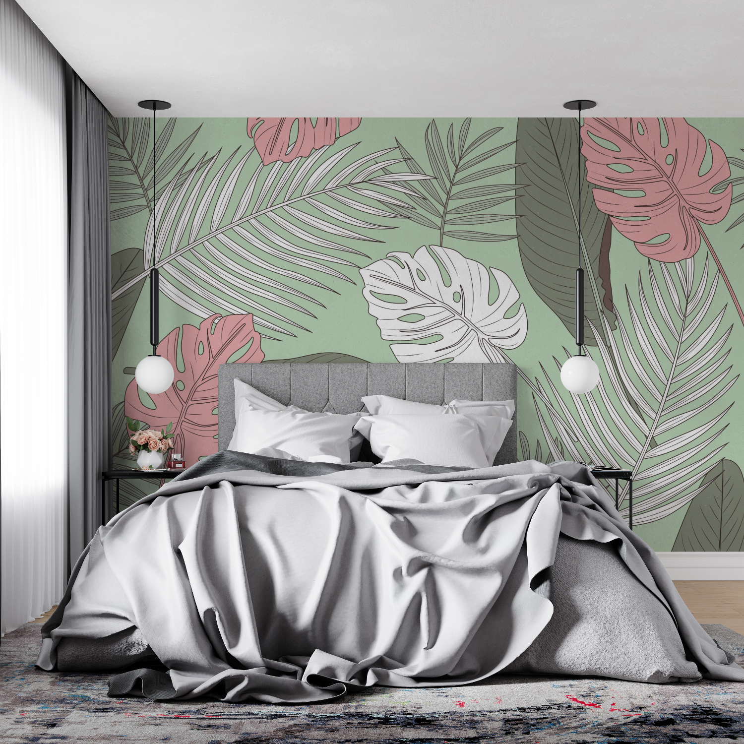 Aqua and Pink Wallpaper | Murals Wallpaper