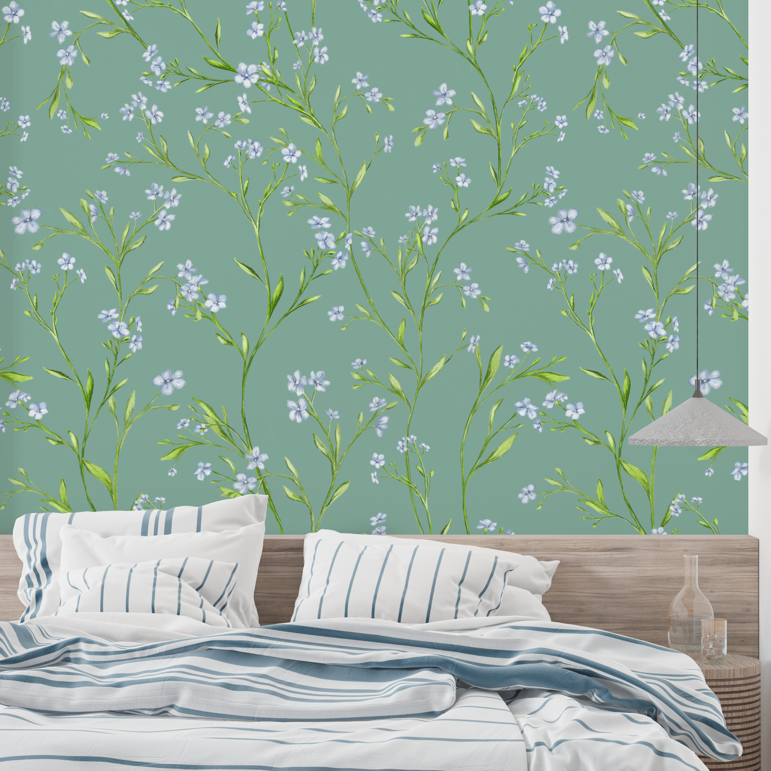 Aqua Floral Wallpaper | Murals Wallpaper