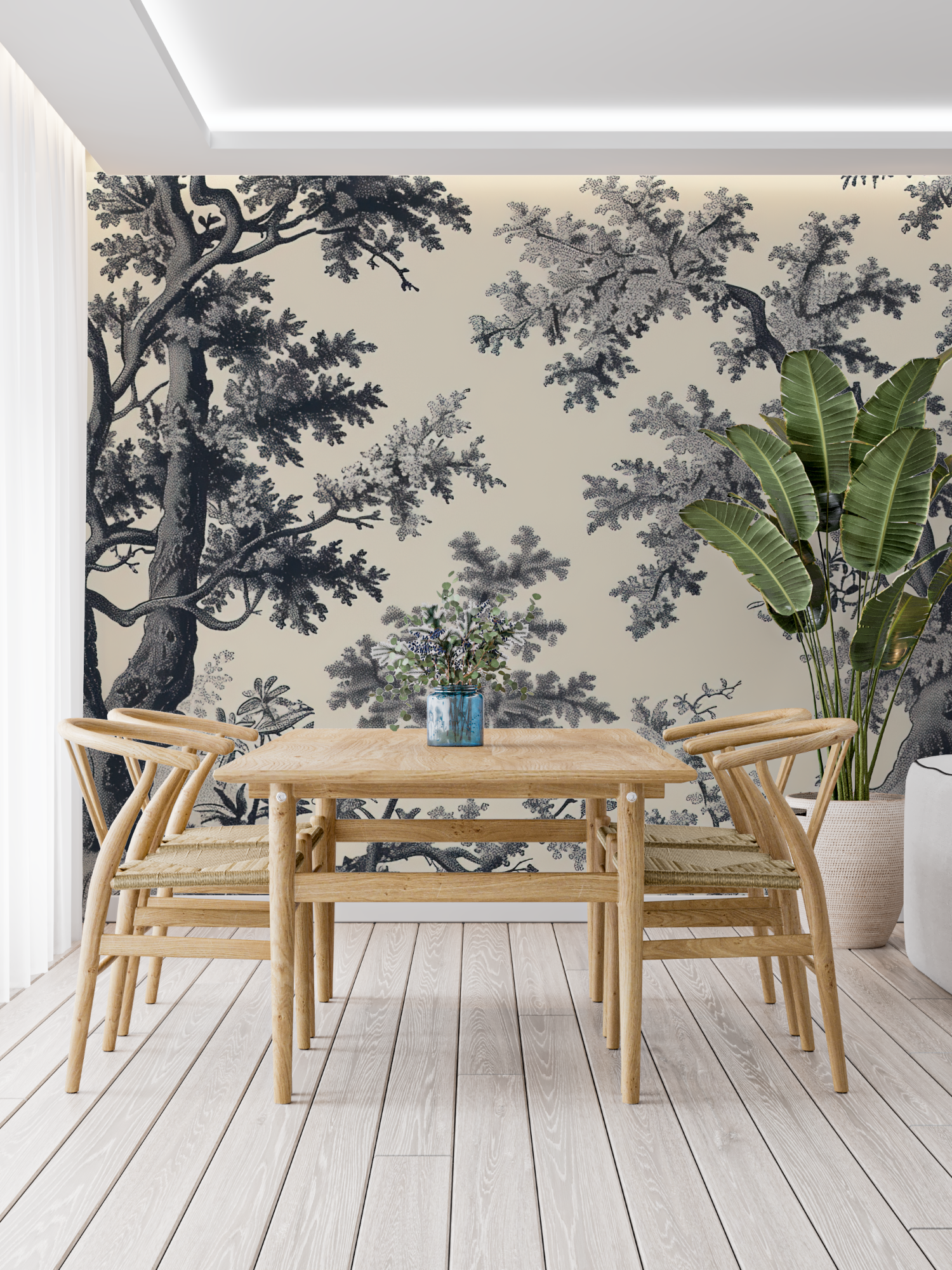Toile de Jouy Black and Beige Wallpaper | Murals Wallpaper