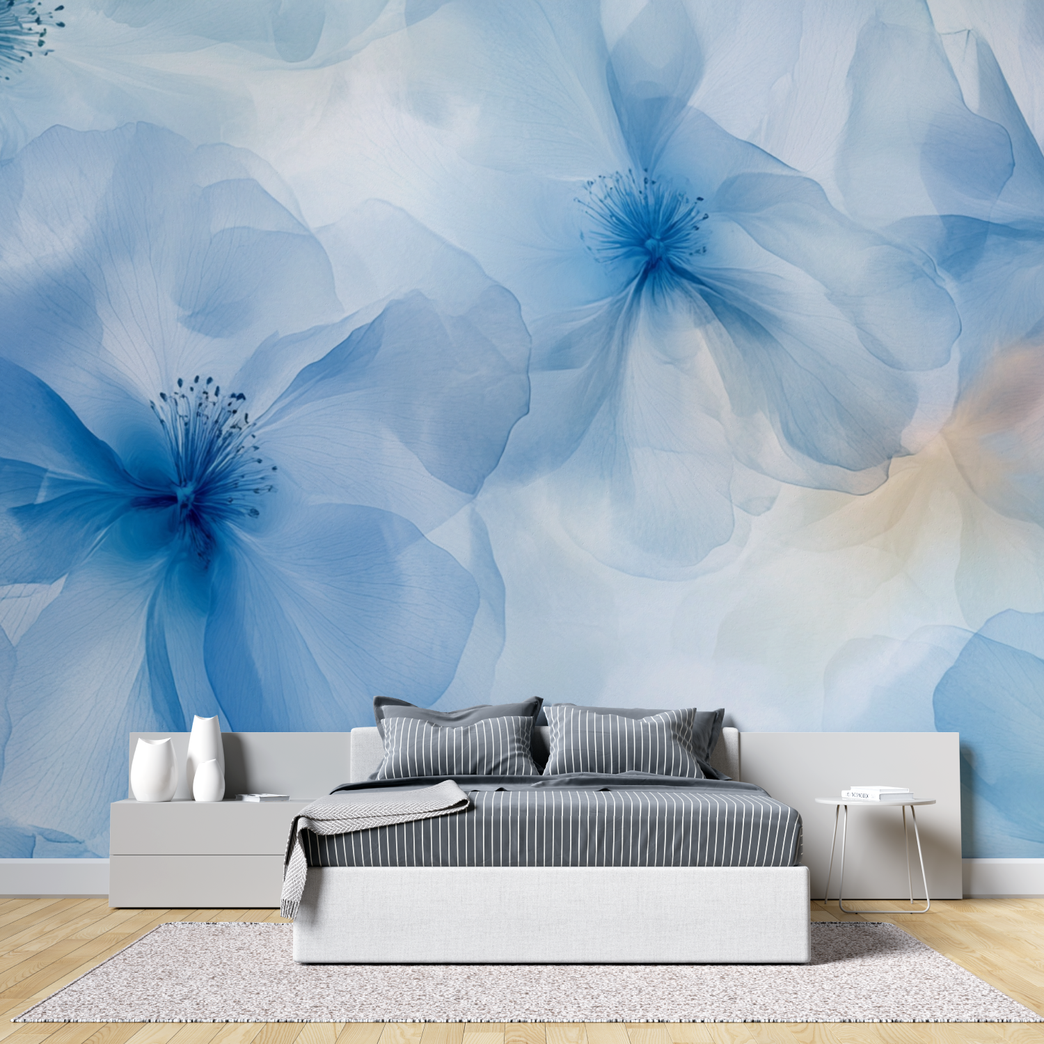 Watercolor Blue Flowers Wallpaper X-Ray | Murals Wallpaper