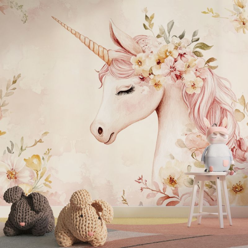 Unicorn Floral Dancer Room Wallpaper | Murals Wallpaper