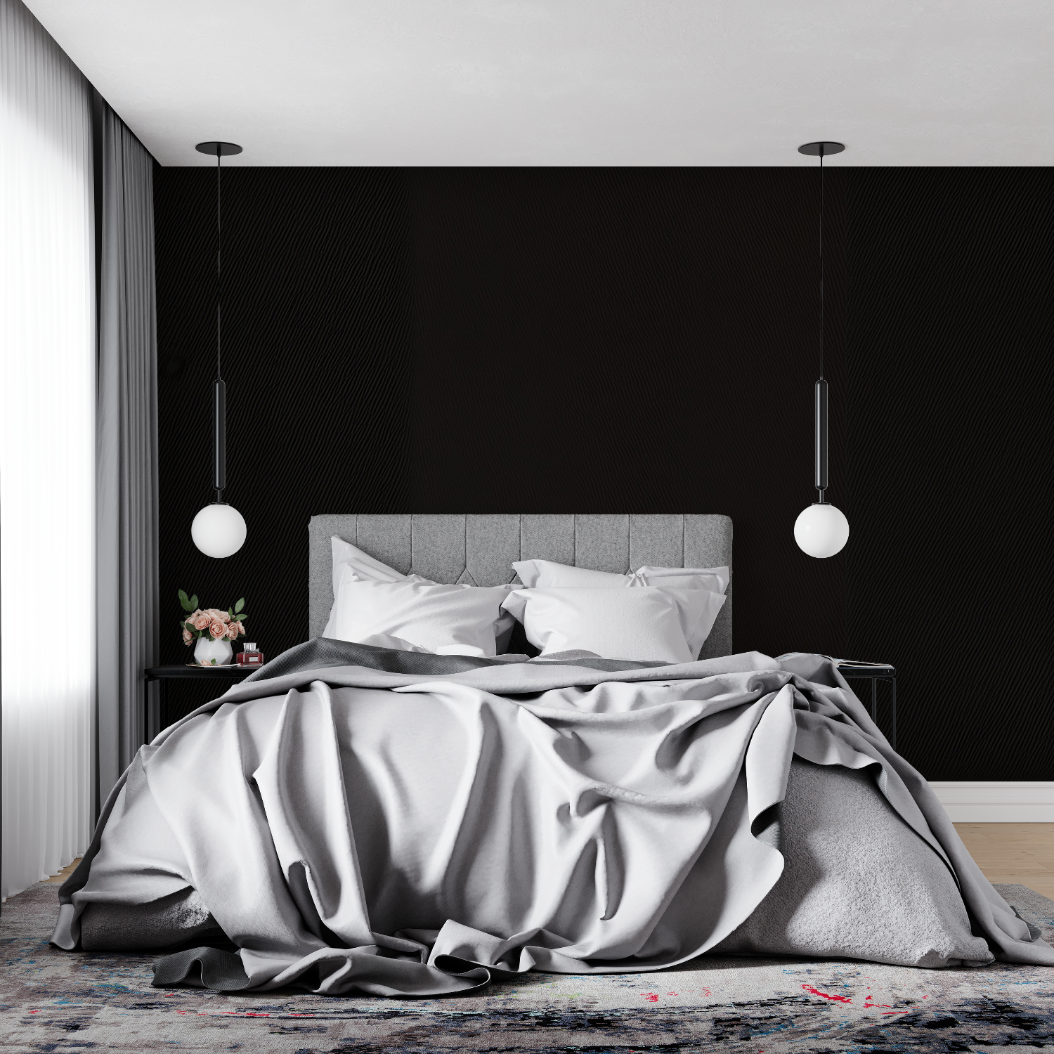 Black Non-Woven Wallpaper | Murals Wallpaper
