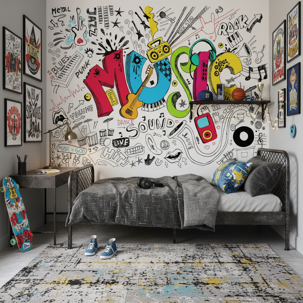 Mural Music Tag Panoramic Wallpaper