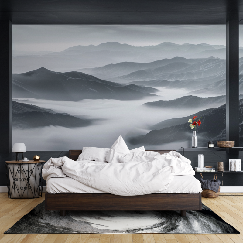 Black and White Nature Panorama Wallpaper | Murals Wallpaper