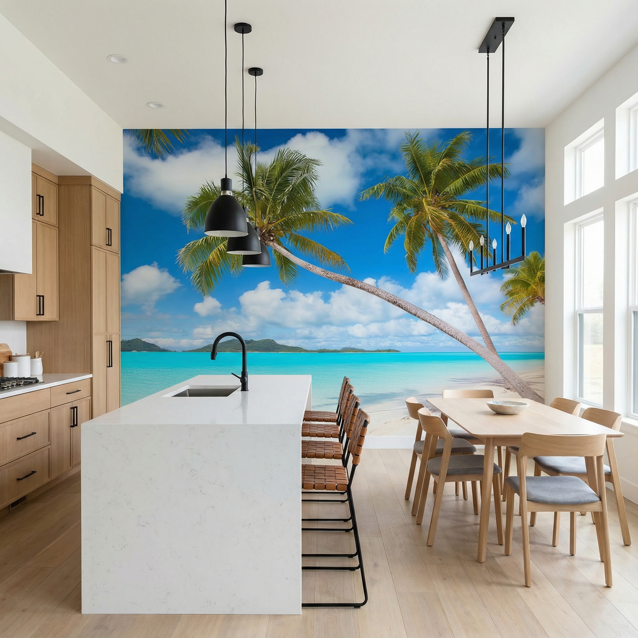 Lagoon Palm Escape Mural Wallpaper