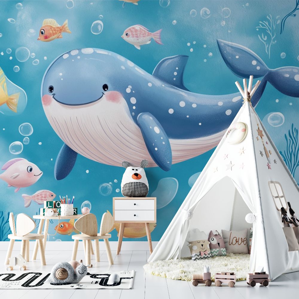 Happy Whale Marine Wallpaper | Murals Wallpaper