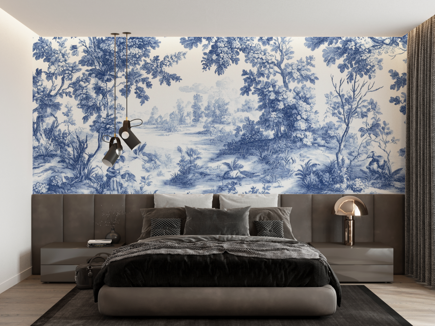 Panoramic Toile de Jouy Wallpaper | Murals Wallpaper