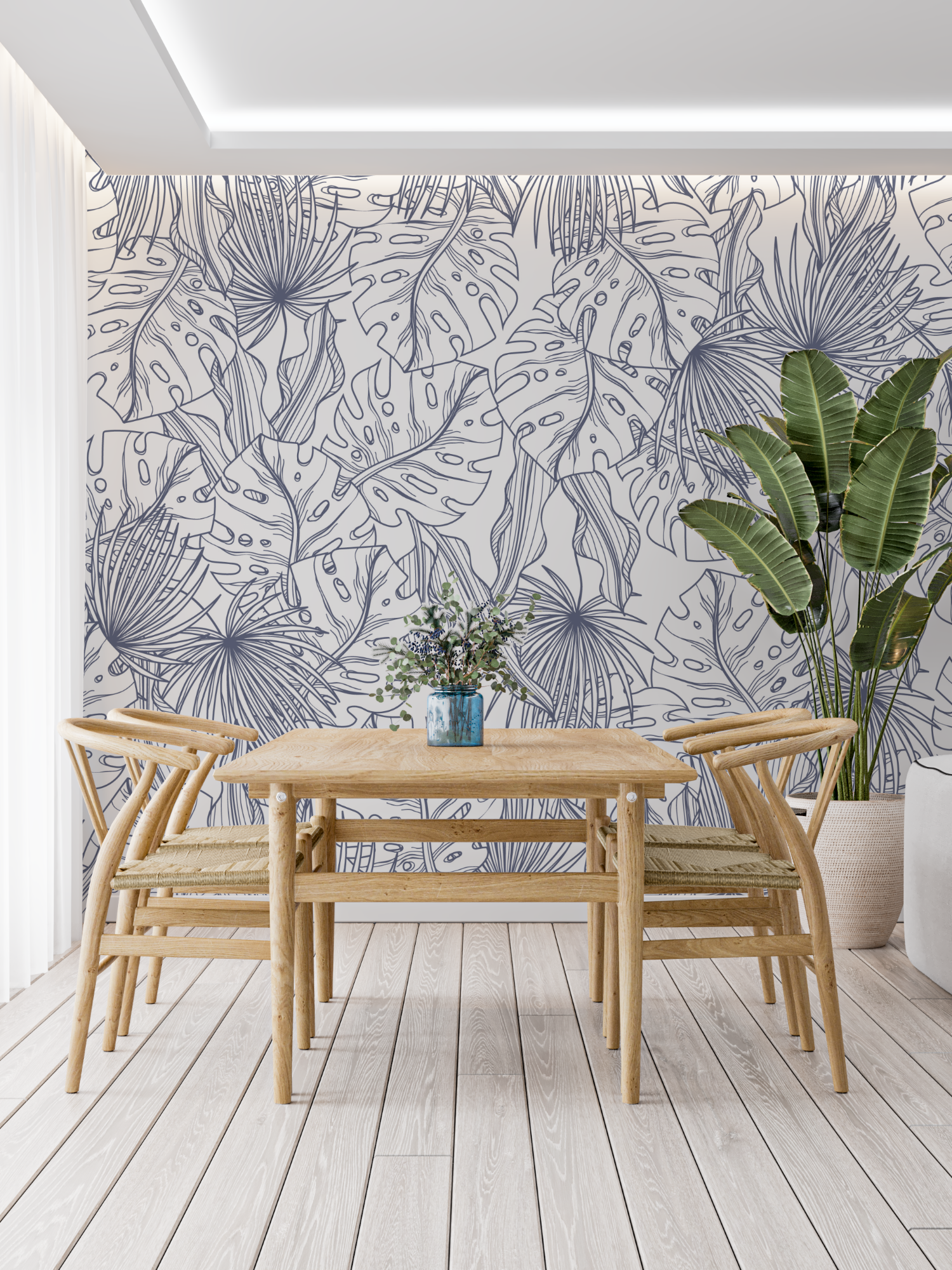 Jungle Atmosphere Toile de Jouy Wallpaper | Murals Wallpaper