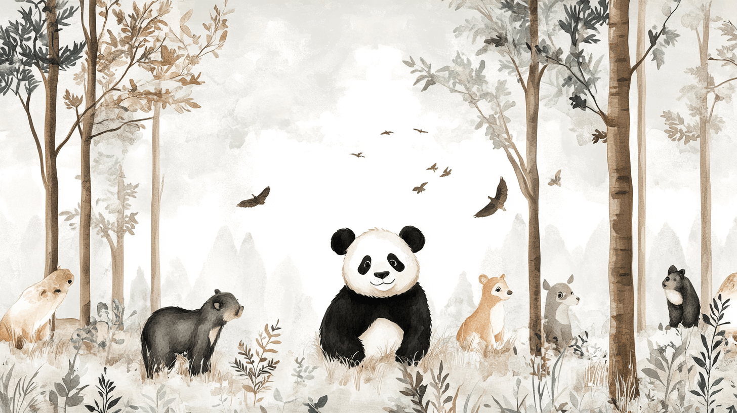 Panda and Forest Friends Wallpaper | Murals Wallpaper