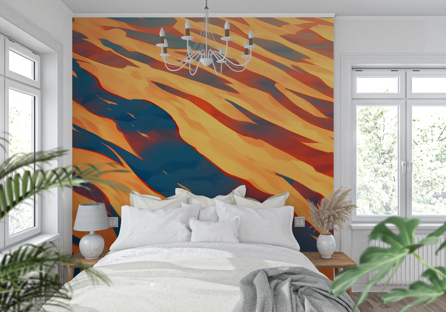 Abstract Orange and Blue Wallpaper | Murals Wallpaper