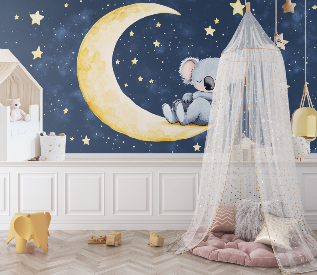 Sleepy Koala on a Moon Croissant Wallpaper | Murals Wallpaper