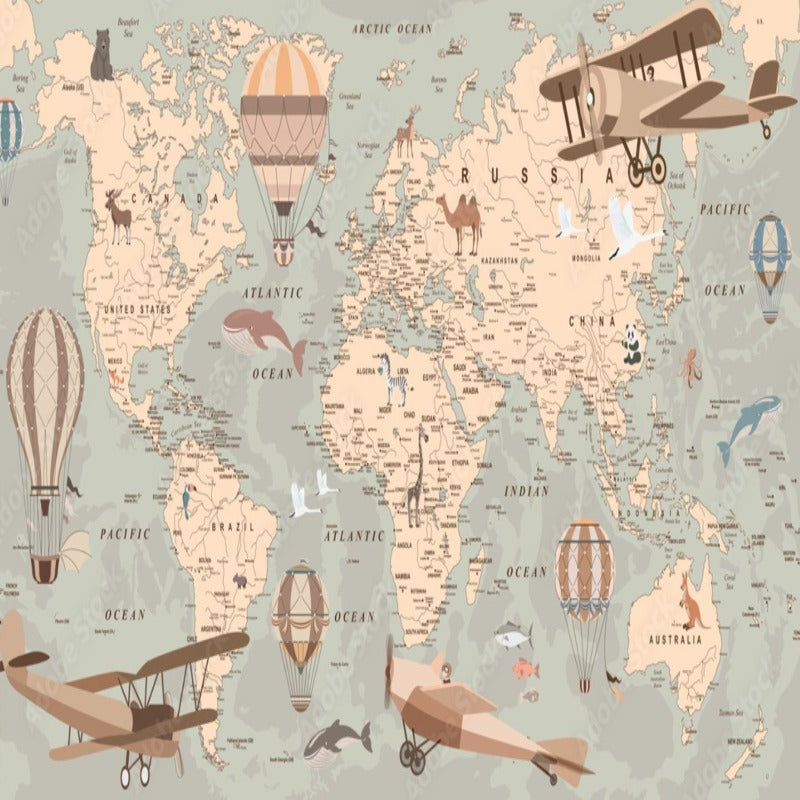 World Map Wallpaper <br/> Soft Map | Murals Wallpaper