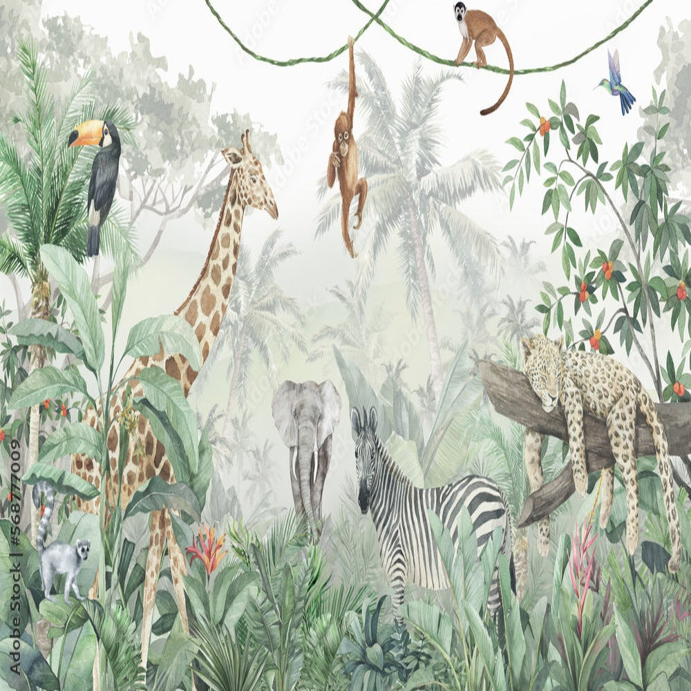 Mural Jungle Rich Animal Wallpaper