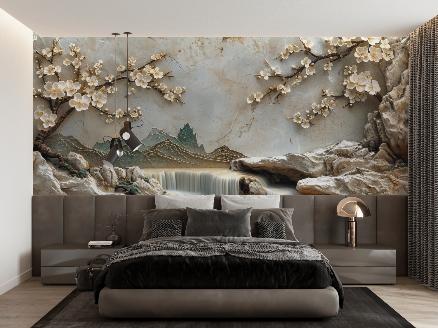 Zen Beige Waterfall Wallpaper | Murals Wallpaper