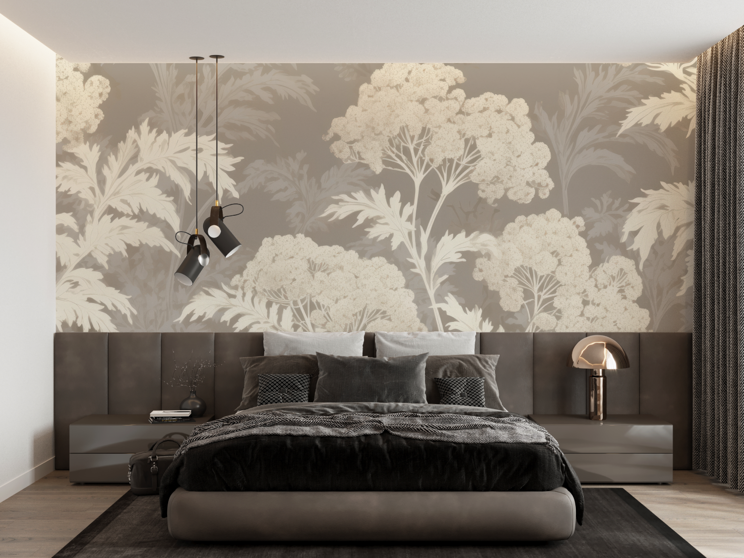 Beige Cotton Toile de Jouy Wallpaper | Murals Wallpaper