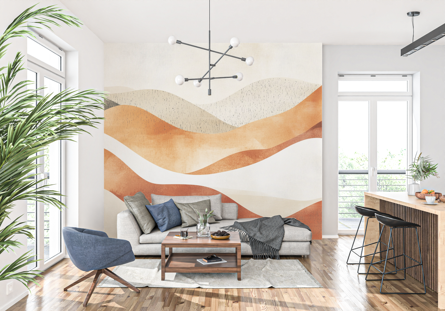 Abstract Terracotta Panoramic Wallpaper | Murals Wallpaper