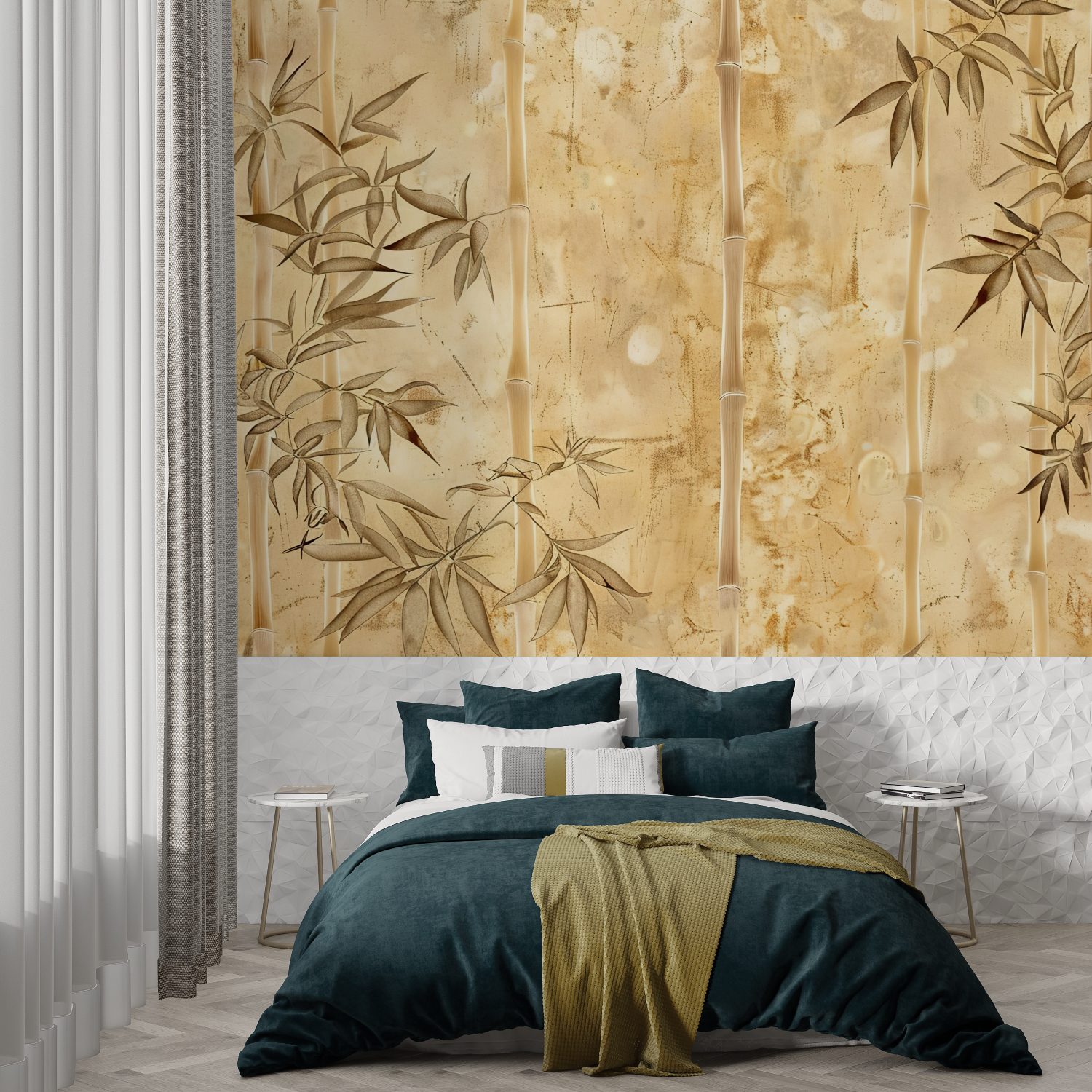 Beige Bamboo Print Wallpaper | Murals Wallpaper