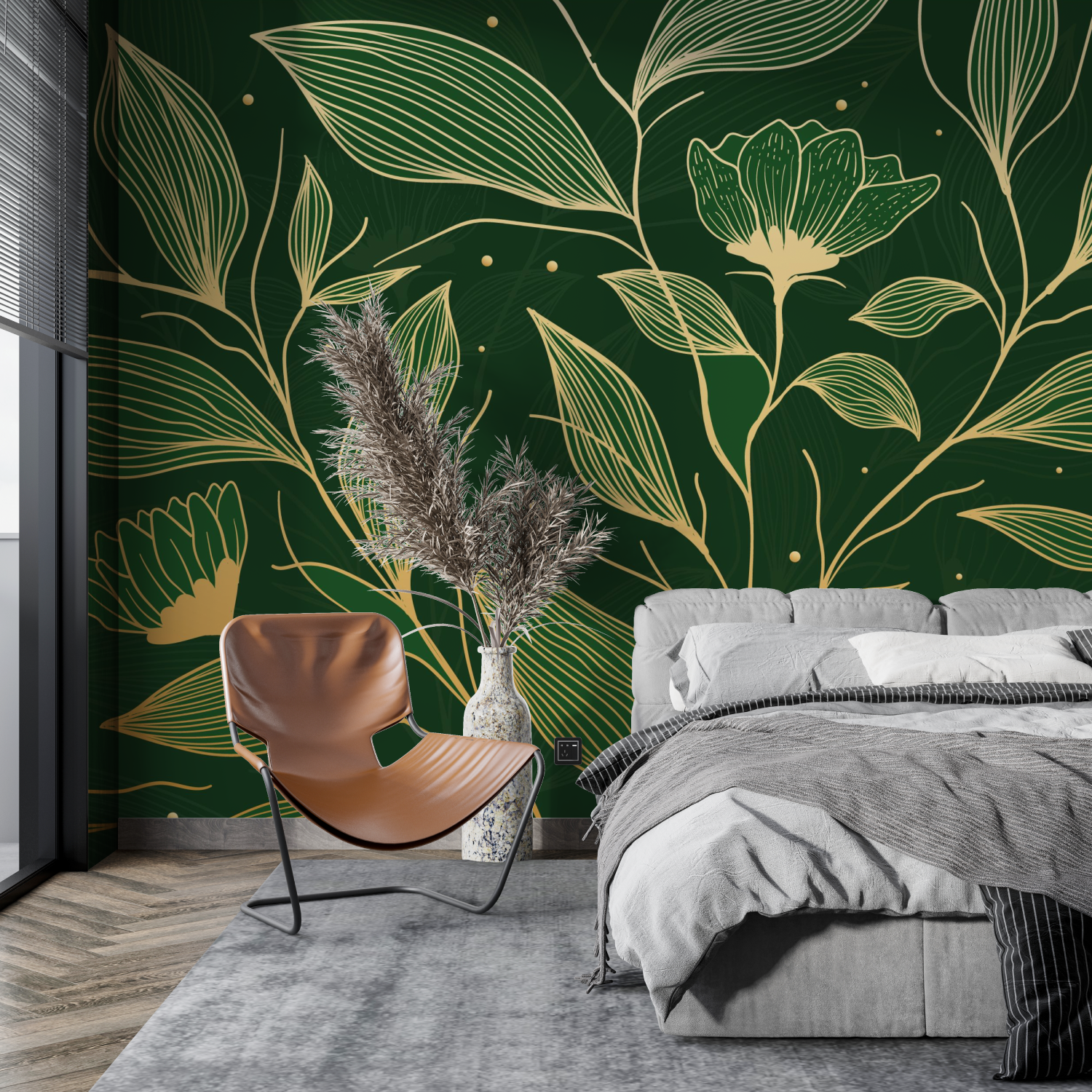 Gold and Green Wallpaper | Murals Wallpaper