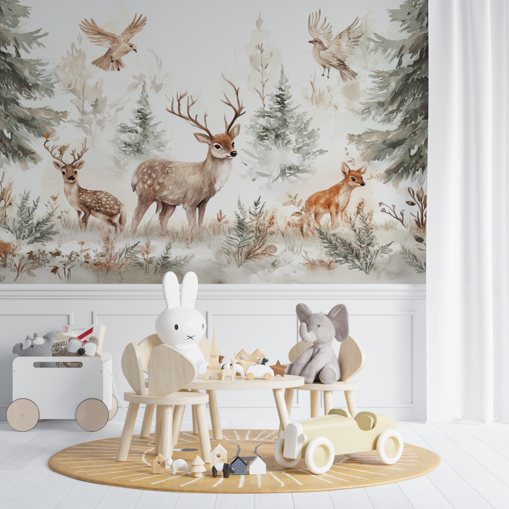 Enchanted Baby Forest Animal Wallpaper | Murals Wallpaper