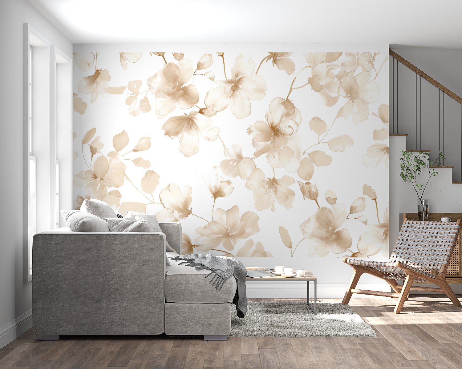 Soft Taupe Cocooning Wallpaper | Murals Wallpaper