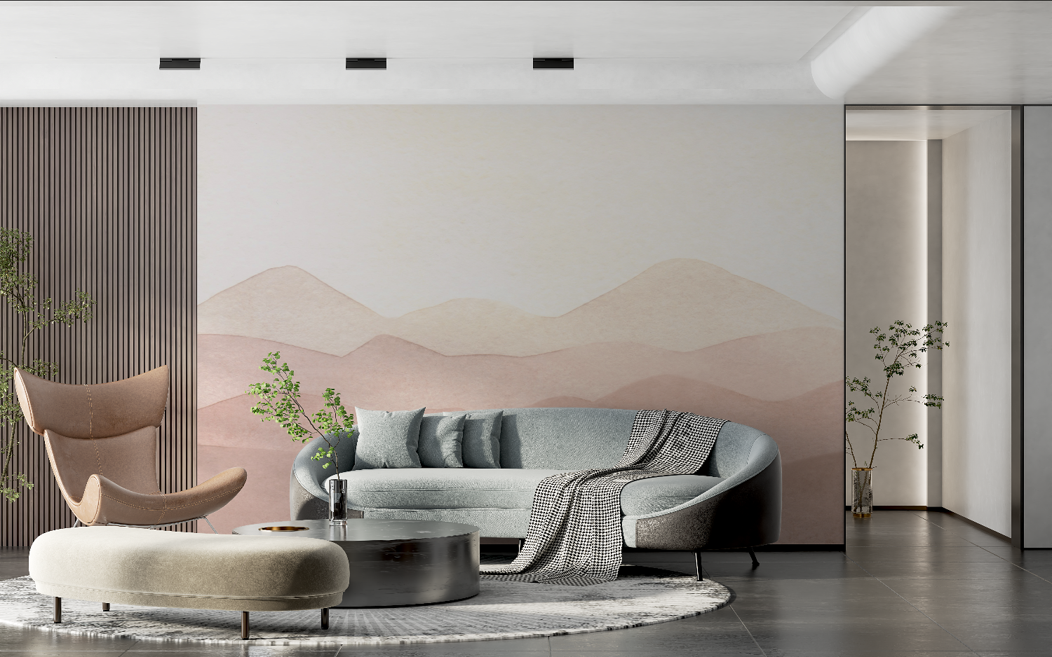 Cozy Minimalist Mountain Neutral Wallpaper | Murals Wallpaper