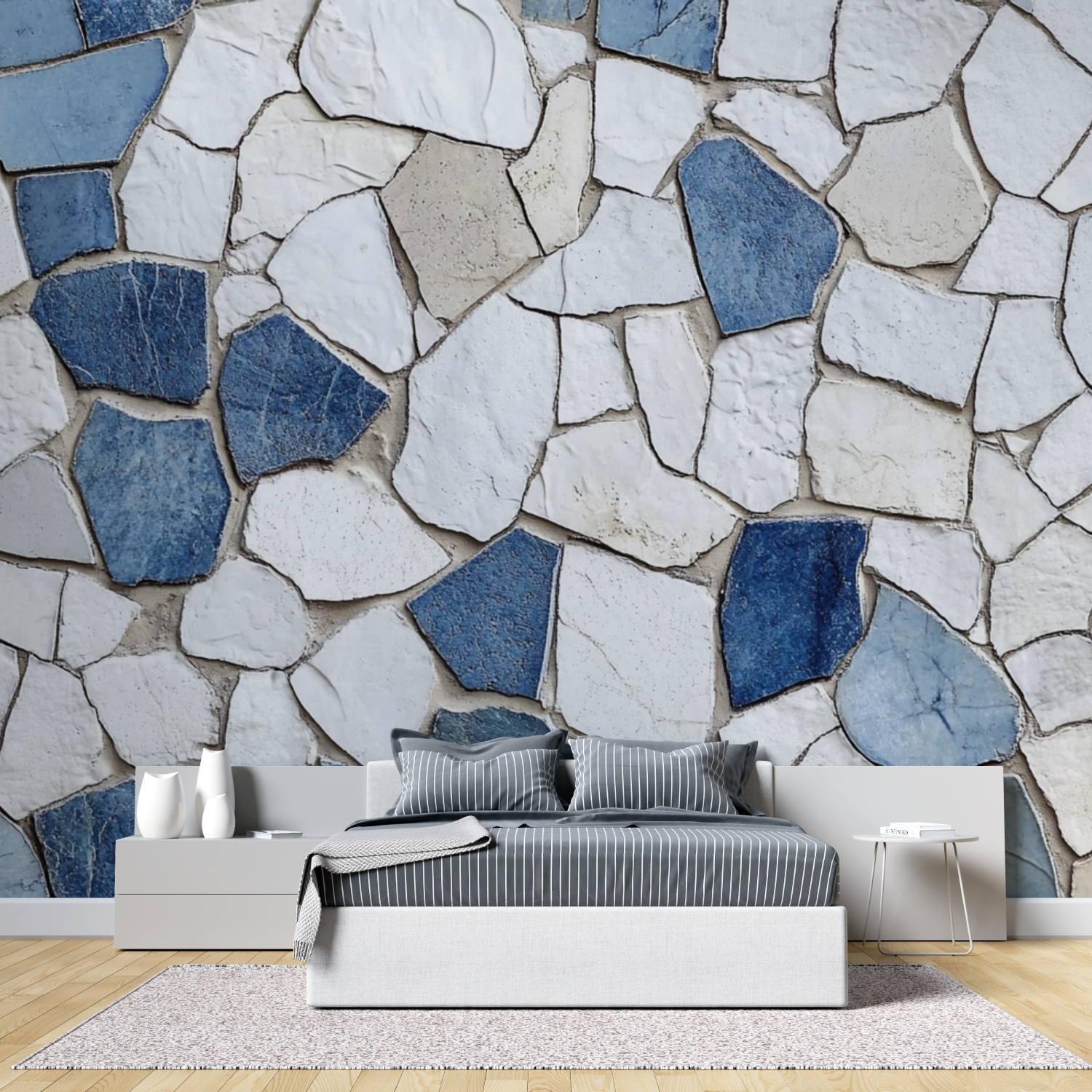 Schwarzes Papier trompe loeil salle de bain tete de lit