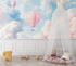 Pastel Hot Air Balloon and Clouds Wallpaper | Murals Wallpaper