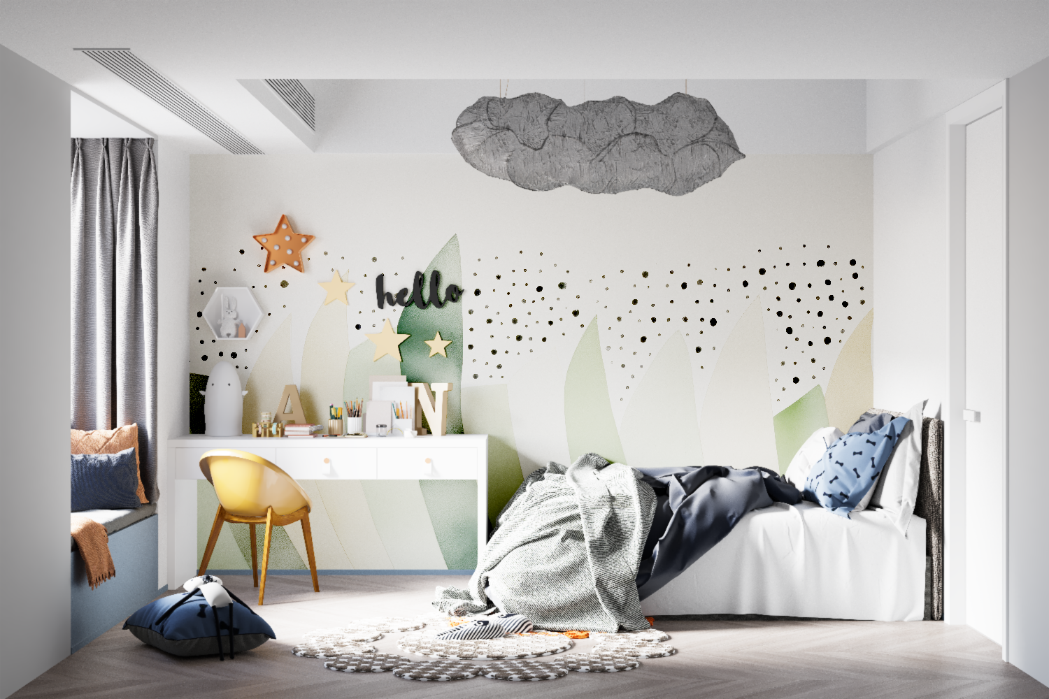 Sage Green Kids Wallpaper | Murals Wallpaper