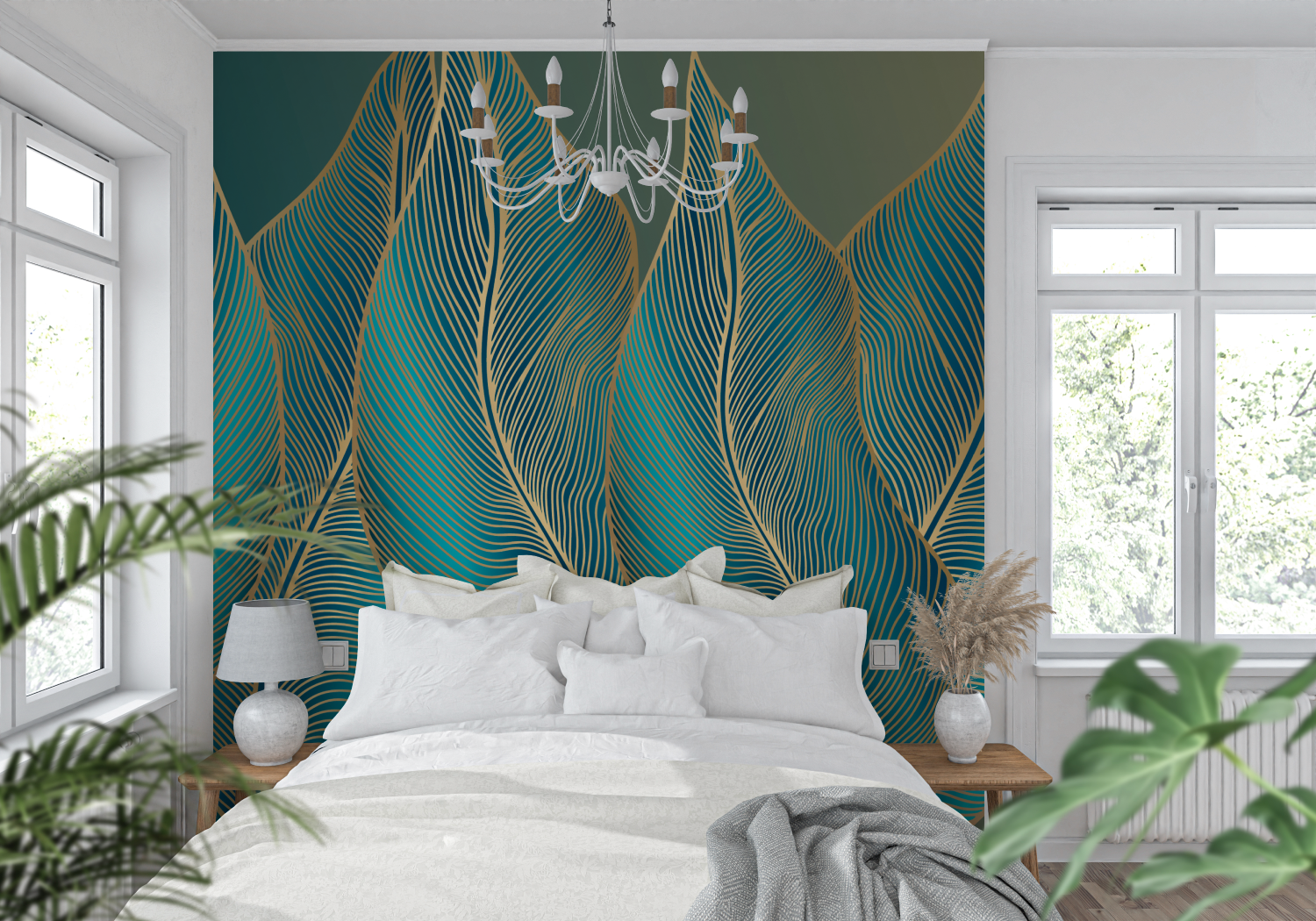 Teal Art Deco Wallpaper | Murals Wallpaper