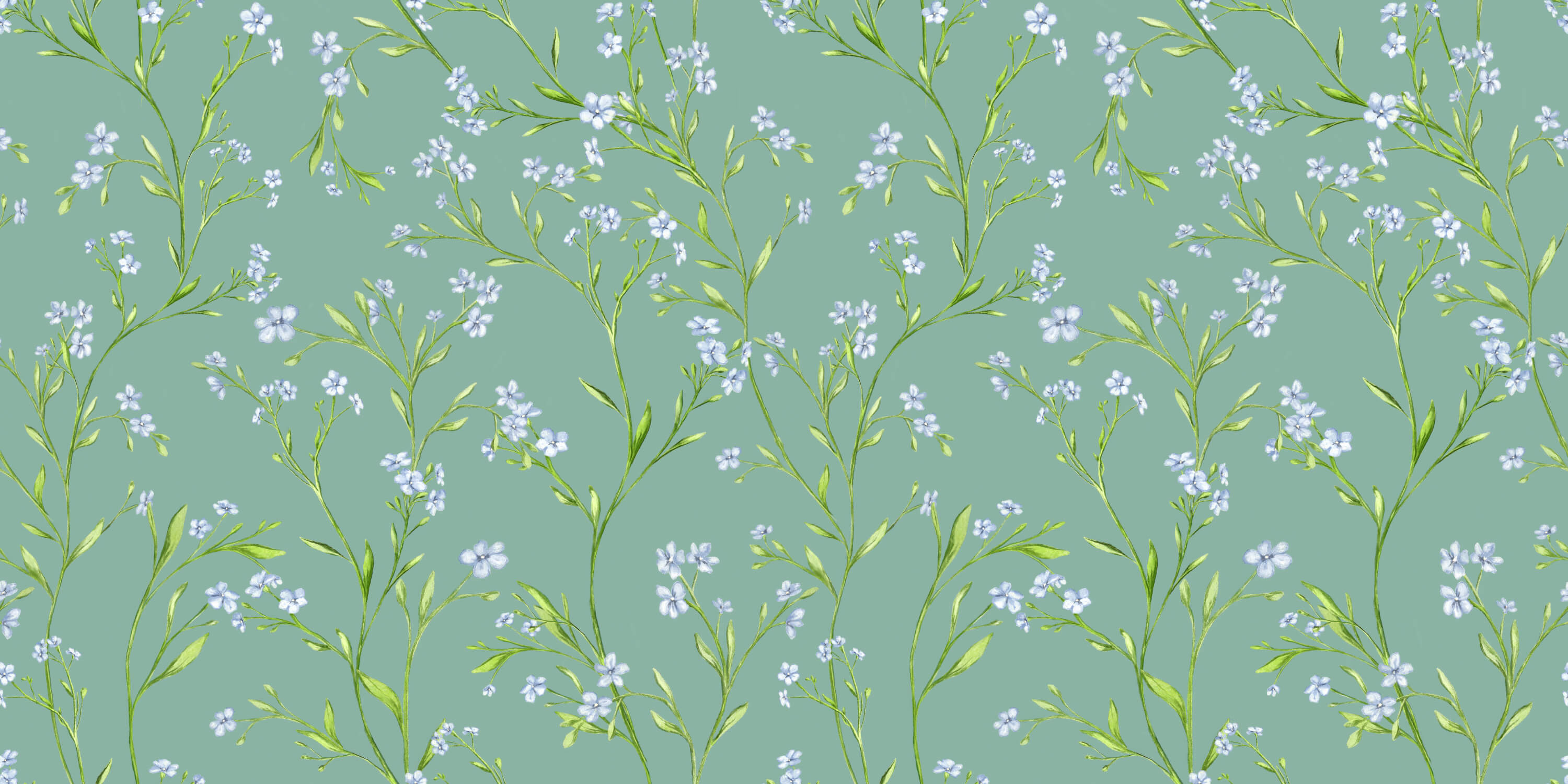 Aqua Floral Wallpaper | Murals Wallpaper